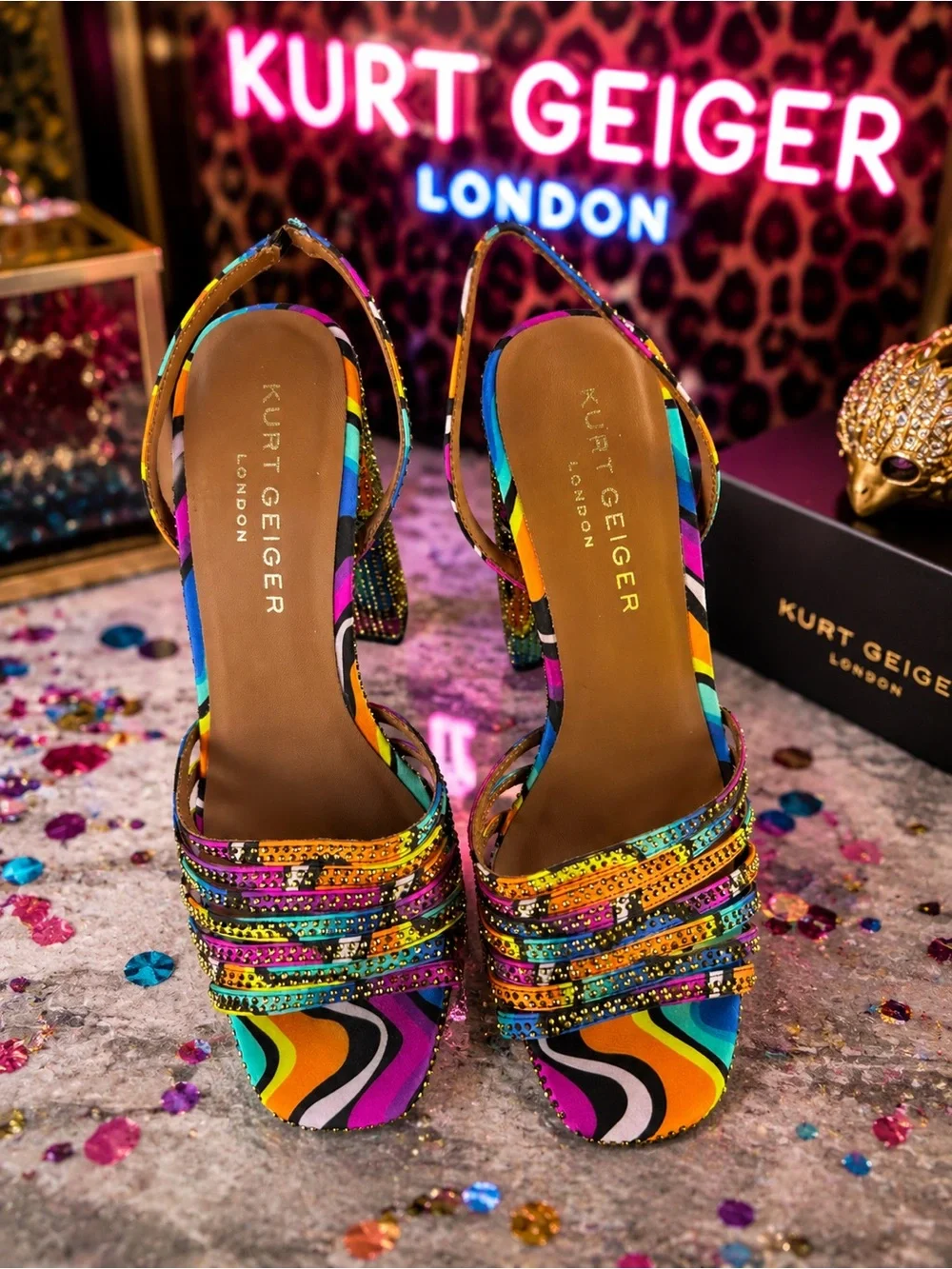 Kurt Geiger Brixton Multicolor Jeweled Platform Sandals – 🌈